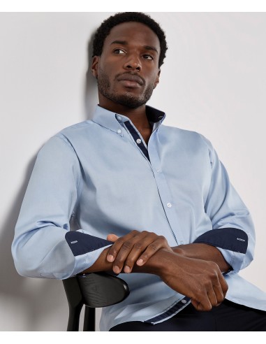 KUS-KK190-Chemise Oxford de première qualité à manches longues (col à boutons) Contrast